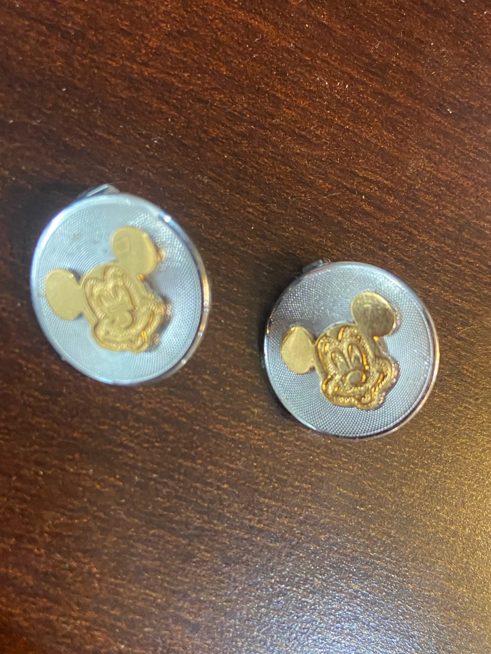 Disney Gold and Silver Mickey Mouse clip on earrings